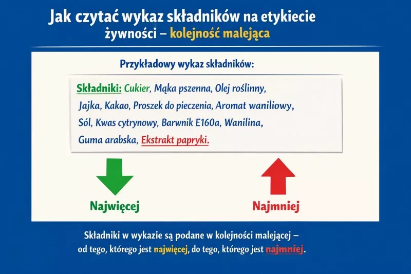 Jak czytać wykaz składników na etykiecie żywności – kolejność malejąca