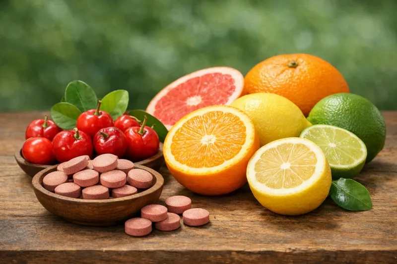 Owoce aceroli - naturalne źródło witaminy C, znacznie bogatsze niż cytrusy