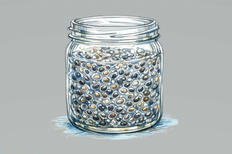 Namoczone nasiona chia tworzące żelową konsystencję w wodzie