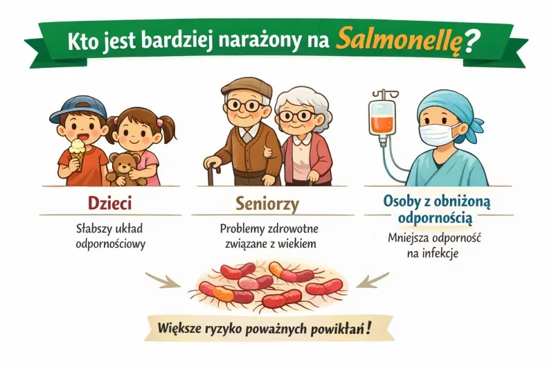 Grupy osób najbardziej narażonych na ciężki przebieg zakażenia salmonellą