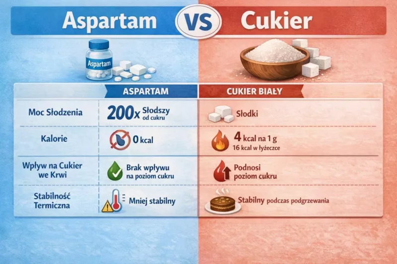Porównanie właściwości aspartamu i cukru białego