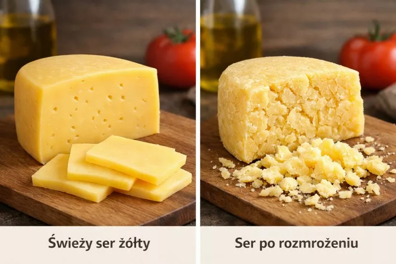 Porównanie tekstury sera żółtego przed i po zamrożeniu
