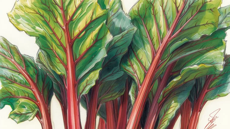 Świeże łodygi rabarbaru z liśćmi – tylko łodygi są bezpieczne do spożycia