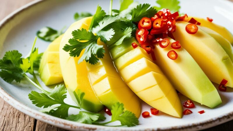 sałatka z niedojrzałego mango z kolendrą i chili