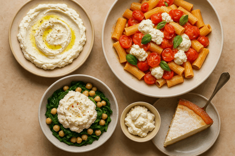 ser ricotta w różnych potrawach
