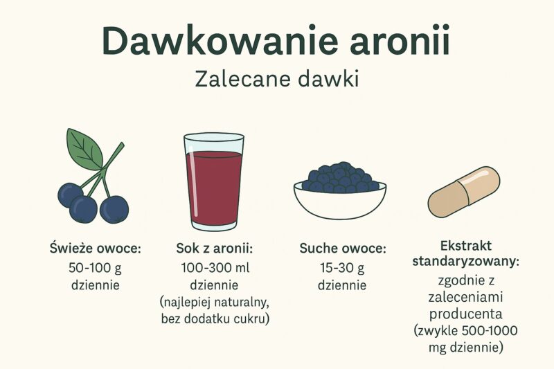 Zalecane dawki aronii - świeże owoce, sok, suszone owoce