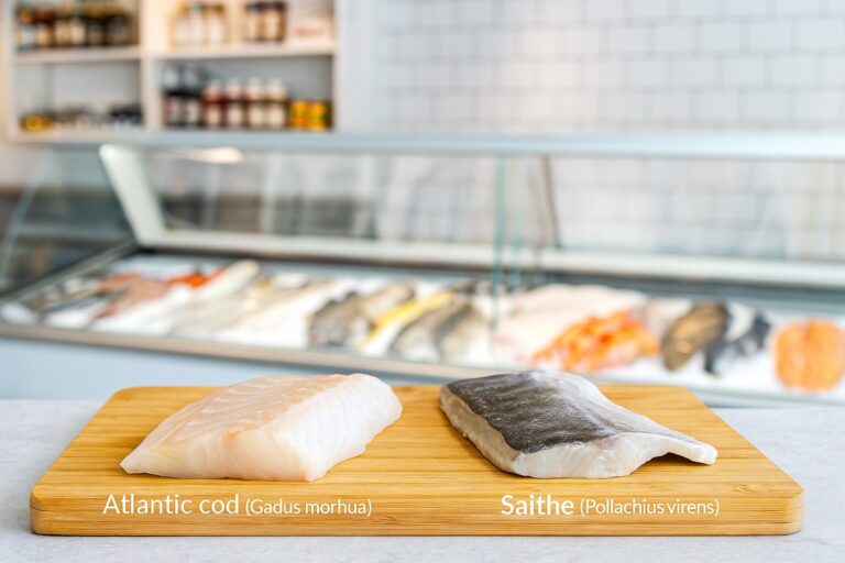 Porównanie filetów dorsza atlantyckiego i czarniaka - różnice w kolorze i strukturze mięsa