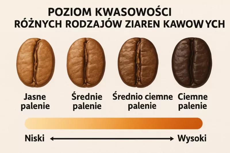 poziom kwasowości ziaren kawowych