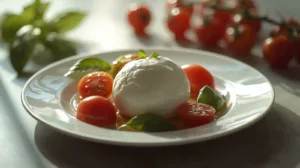 Świeża mozzarella z pomidorami i bazylią – tradycyjna włoska sałatka Caprese"