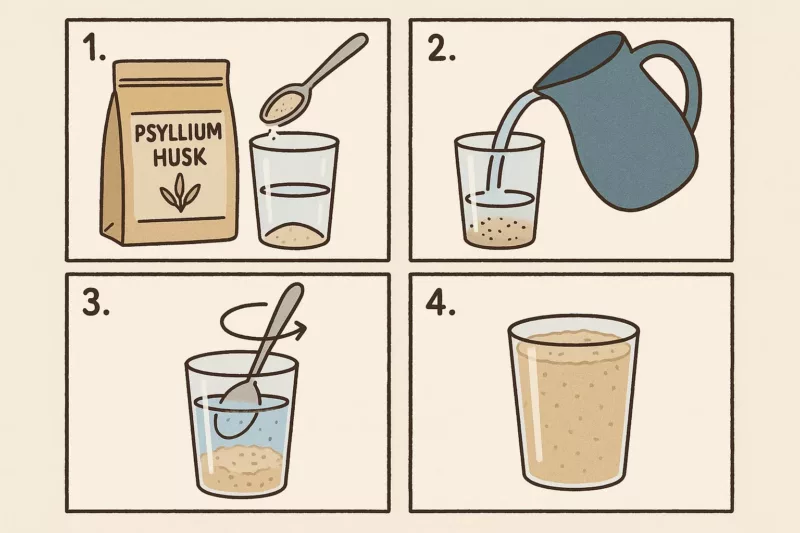 Instrukcja przygotowania napoju z babki jajowatej w czterech krokach