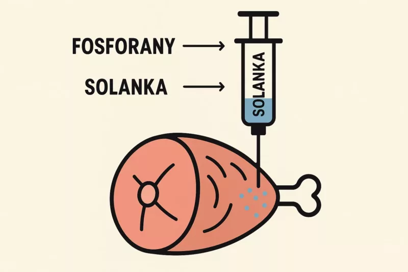 Schemat procesu nastrzykiwania wędlin solanką z fosforanami