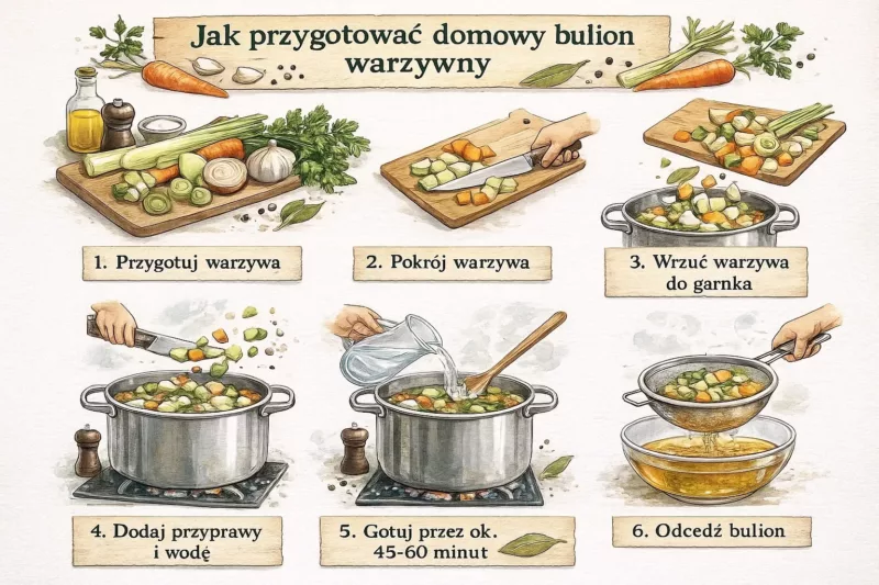 Przepis na domowy bulion warzywny krok po kroku