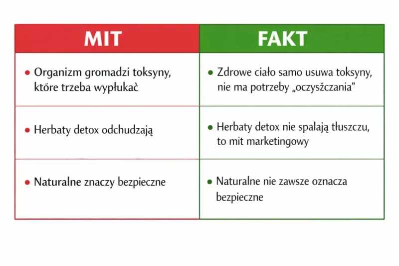 Porównanie mitów i faktów dotyczących herbat detox