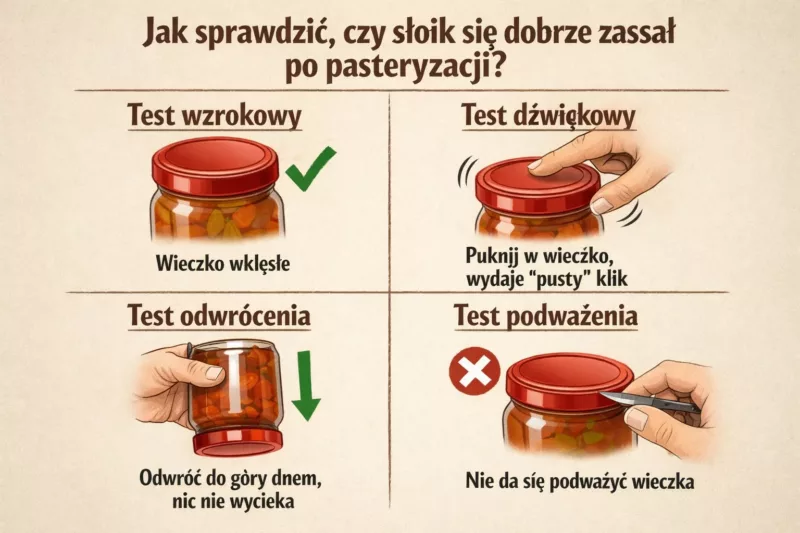 Jak sprawdzić, czy słoik się dobrze zassał?
