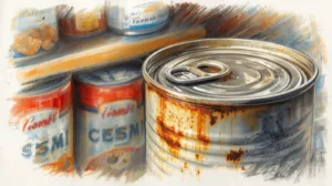 Puszka konserwy z powierzchowną rdzą na zewnętrznej stronie - ocena bezpieczeństwa produktu