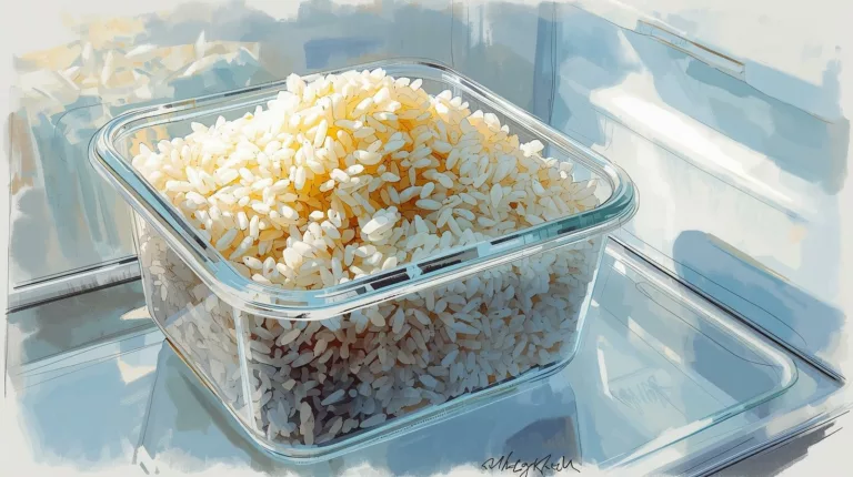 Ugotowany ryż w szczelnym pojemniku przechowywany w lodówce w odpowiedniej temperaturze