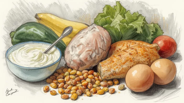 Produkty wysokobiałkowe z widocznymi etykietami żywieniowymi pokazującymi zawartość białka