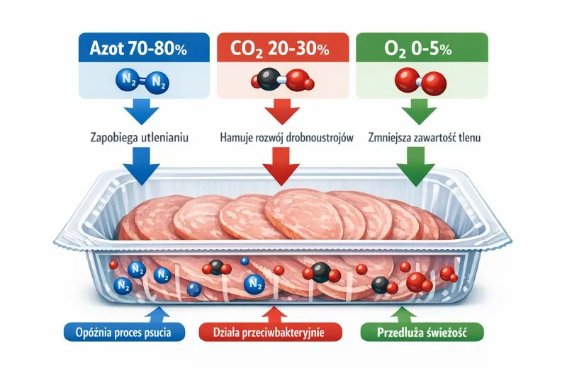 Skład mieszanki gazów w opakowaniu MAP i ich funkcje ochronne
